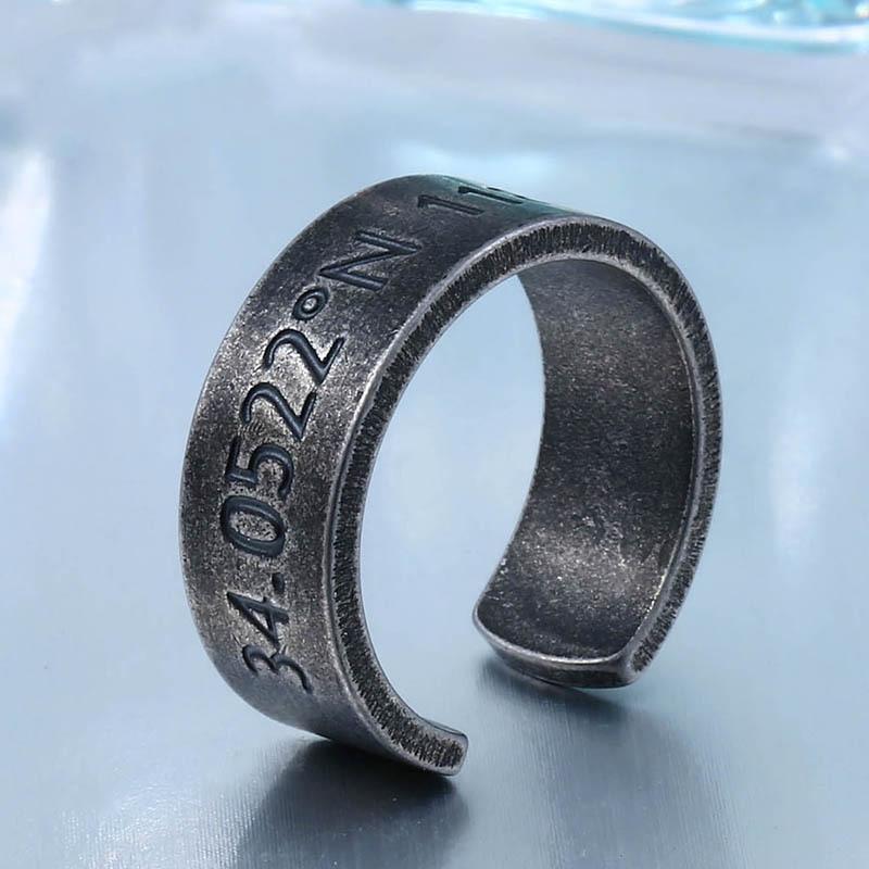 Men's Punk Horizon Latitude And Longitude Rings