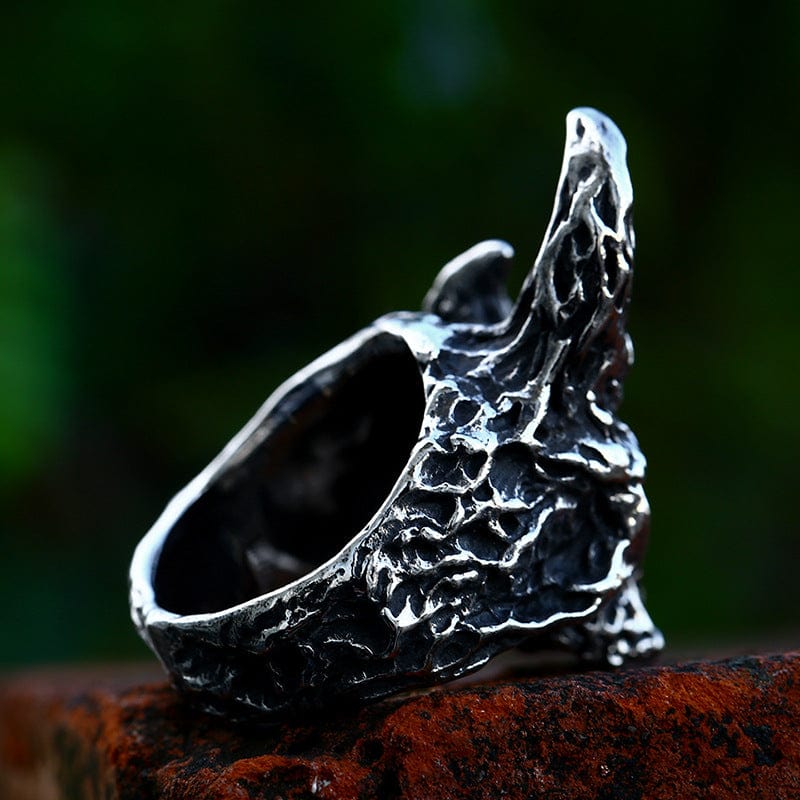 Kobine Men's Punk Horned Skull Ring