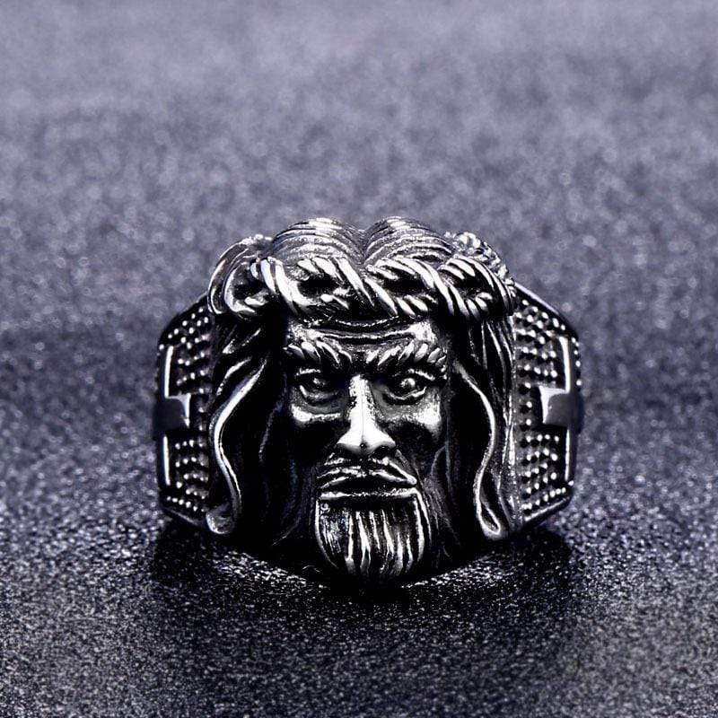 Men's Punk Jesus Cross Ring