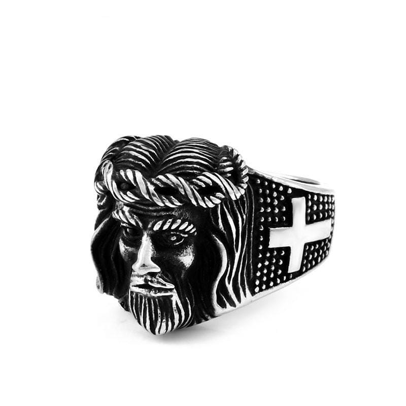 Men's Punk Jesus Cross Ring