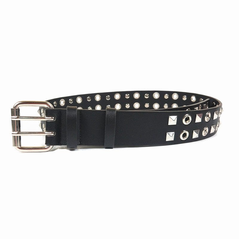 Kobine Men's Punk Metal Circle Faux Leather Belt