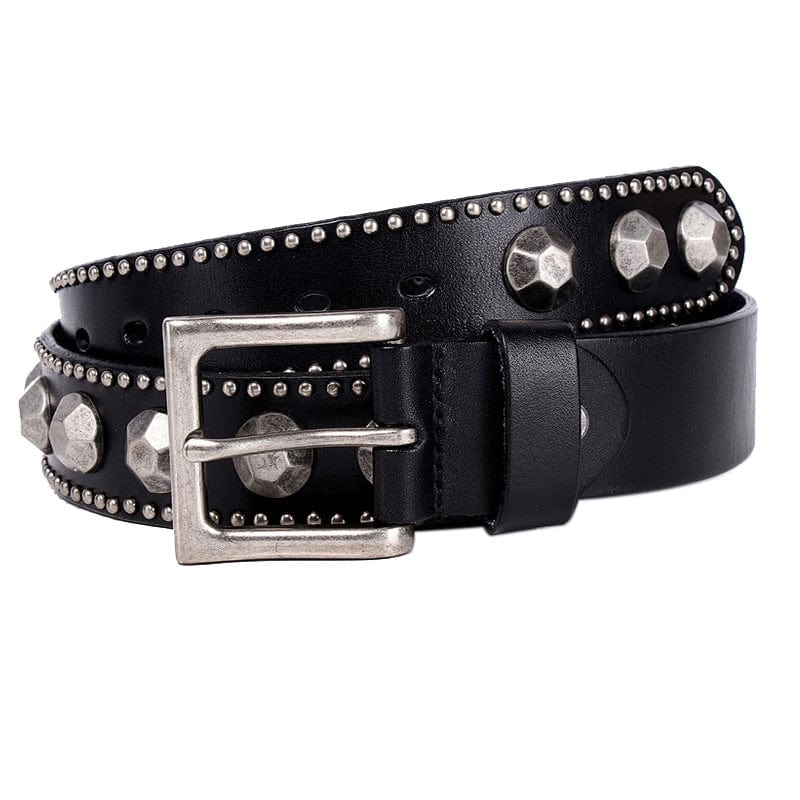 Kobine Men's Punk Pagoda Rivets Leather Belt