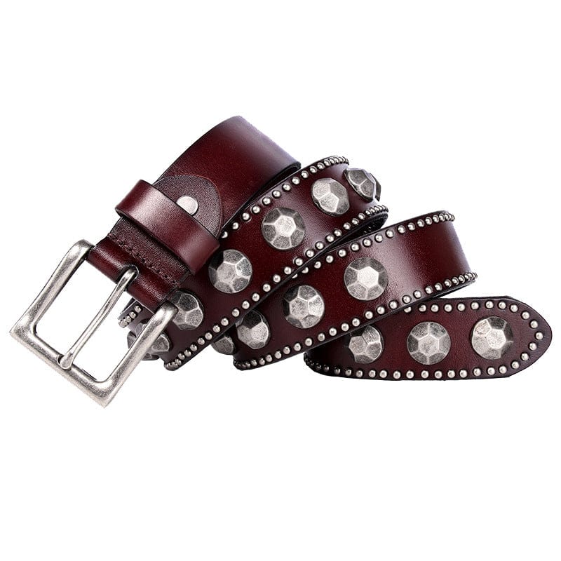 Kobine Men's Punk Pagoda Rivets Leather Belt