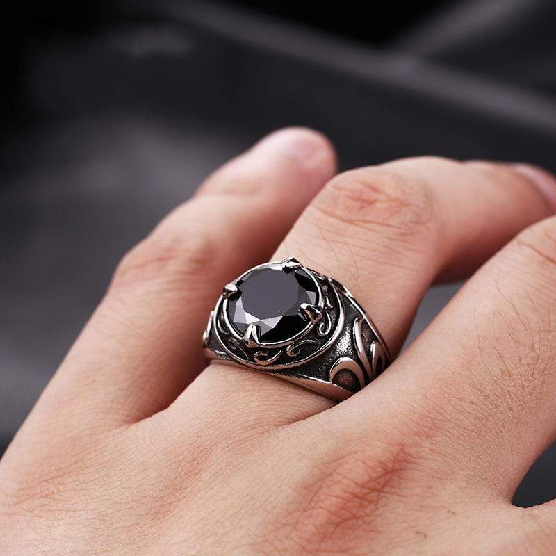 Men's Punk Rhinestone Carving Rings