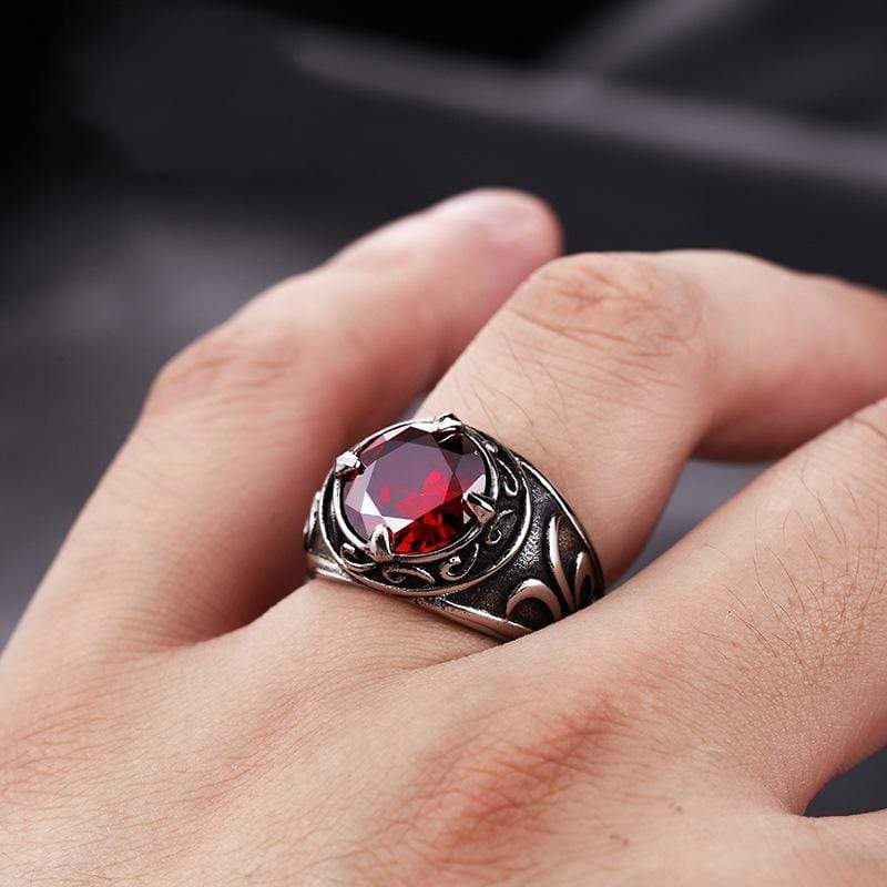 Men's Punk Rhinestone Carving Rings