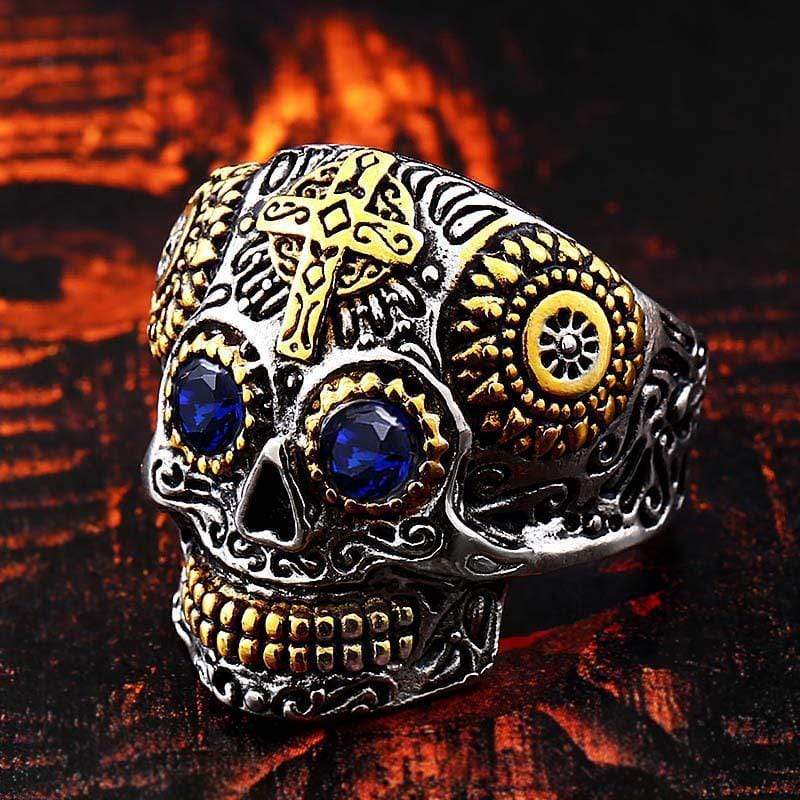 Men's Punk Rhinestone Eye Skull Rings