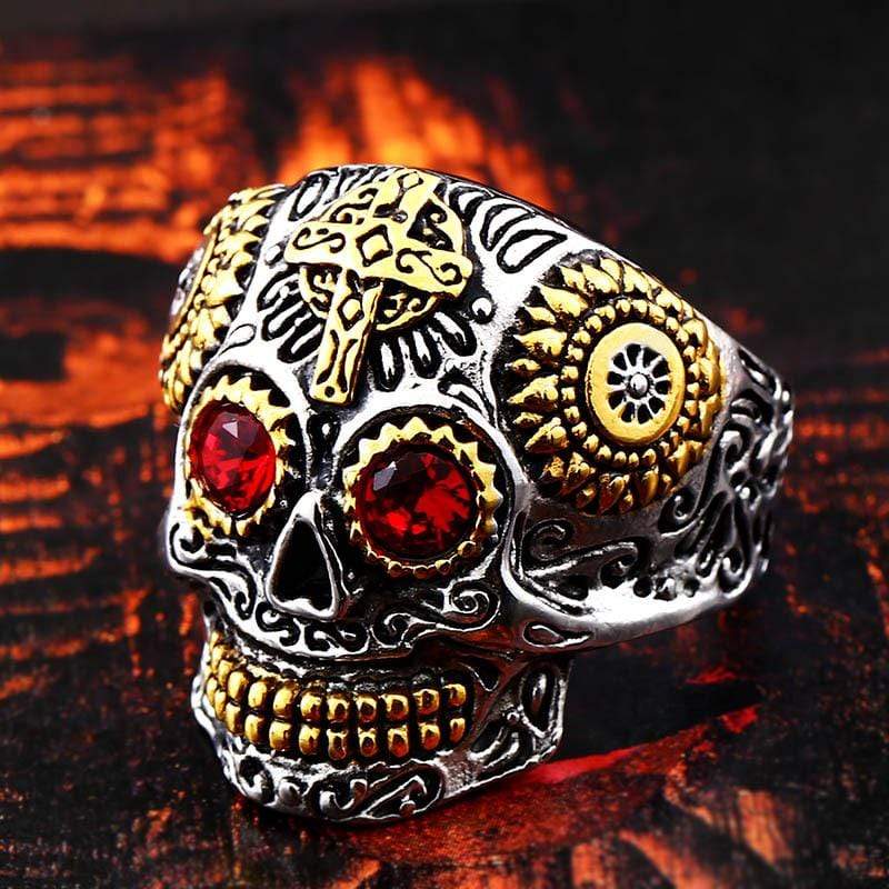 Men's Punk Rhinestone Eye Skull Rings