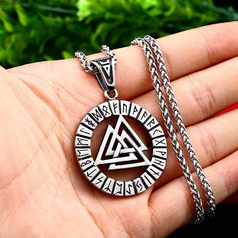 Men's Punk Rune Overlapped Triangle Necklace