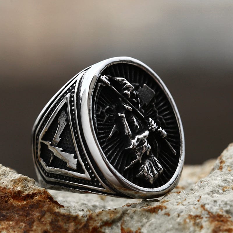 Kobine Men's Punk Skeleton Sickle Ring