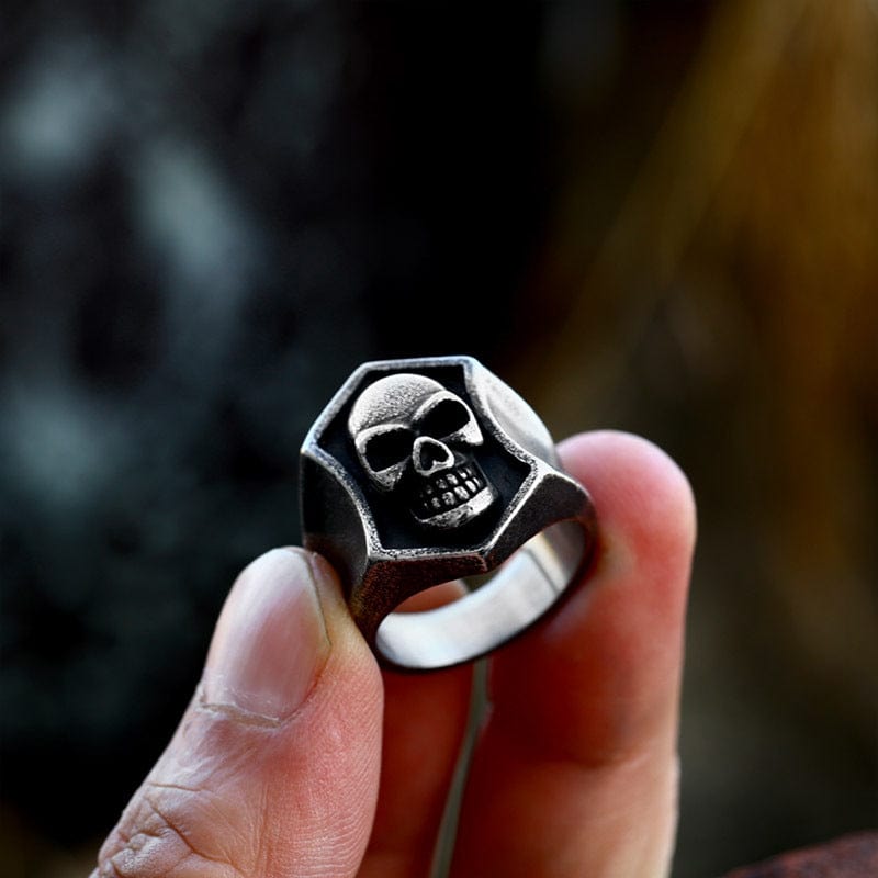 Kobine Men's Punk Skull Distressed Ring