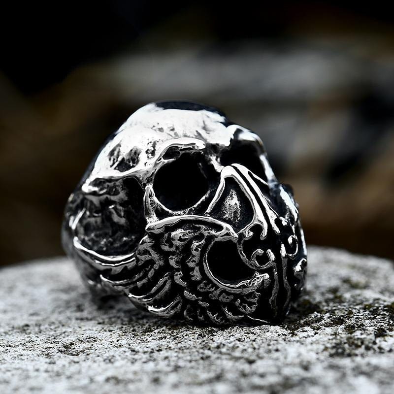 Kobine Men's Punk Skull Head Ring