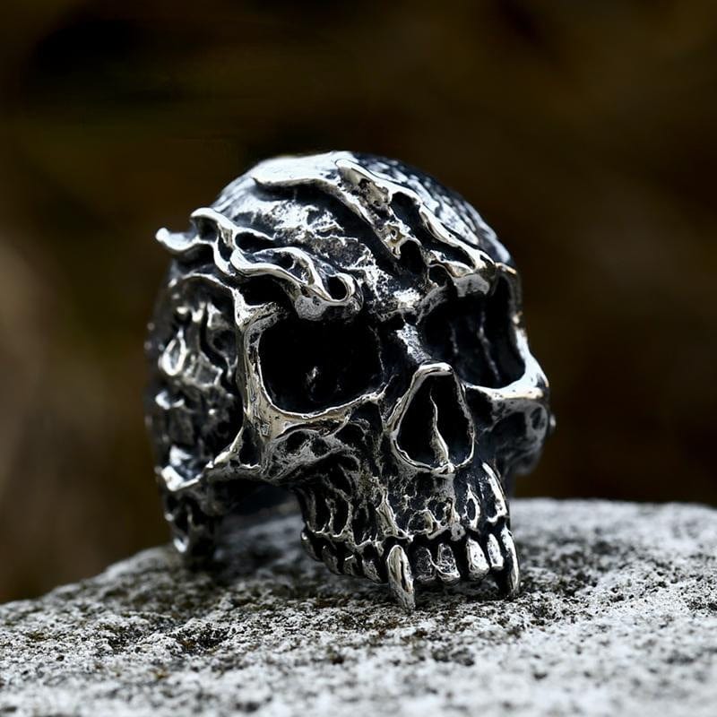 Kobine Men's Punk Skull Head Ring