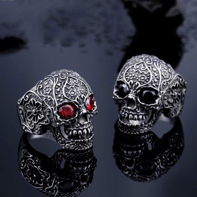 Men's Punk Skulls With Bead Eyes Rings