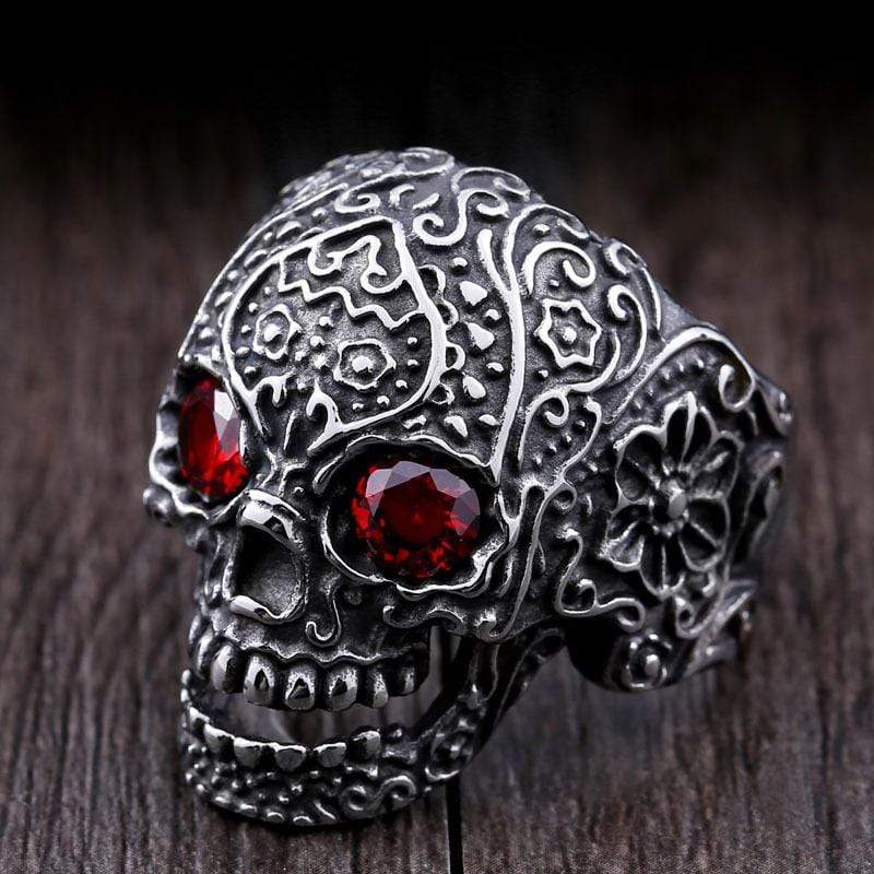 Men's Punk Skulls With Bead Eyes Rings