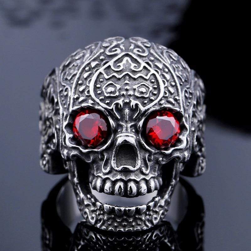 Men's Punk Skulls With Bead Eyes Rings