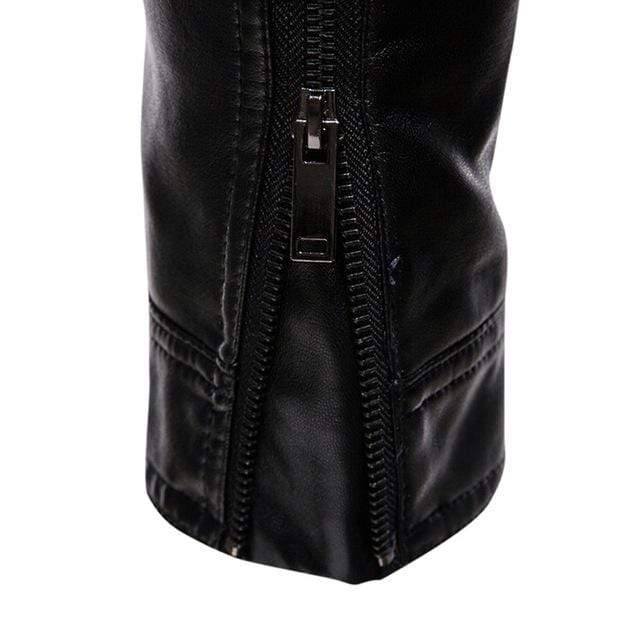 Men's Punk Stand Collar Zipper Faux Leather Jacket