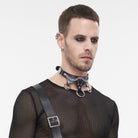 Kobine Men's Punk Star Big Ring Faux Leather Choker