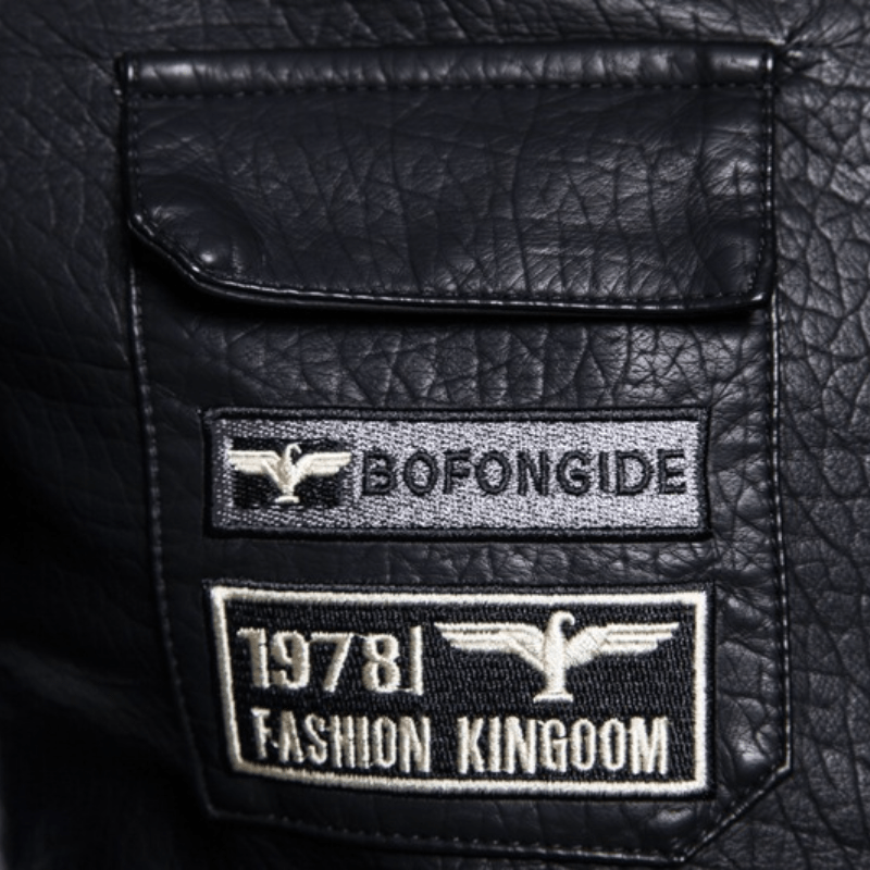 Men's Punk Turn-down Collar Badge Embroidered Jacket