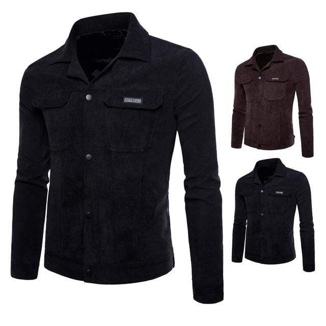 Men's Punk Turn-down Collar Slim Fitted Corduroy Jacket