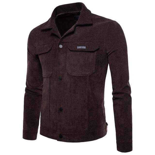 Men's Punk Turn-down Collar Slim Fitted Corduroy Jacket