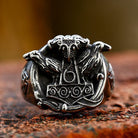 Kobine Men's Punk Viking Crow Ring