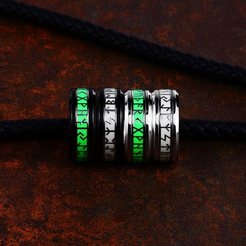 Kobine Men's Punk Viking Letter Carved Luminous Ring