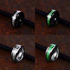 Kobine Men's Punk Viking Letter Carved Luminous Ring