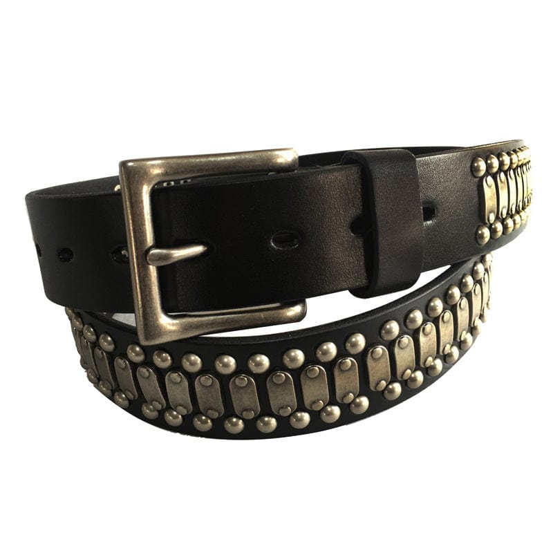 Kobine Men's Punk Vintage Rivets Leather Belt