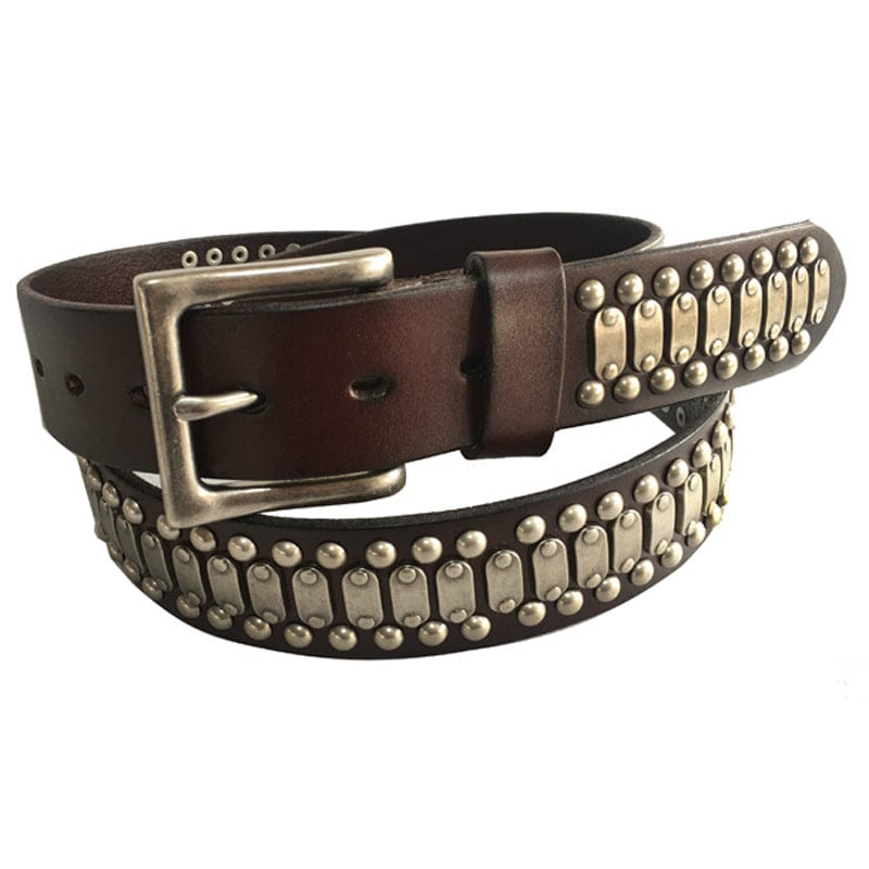 Kobine Men's Punk Vintage Rivets Leather Belt