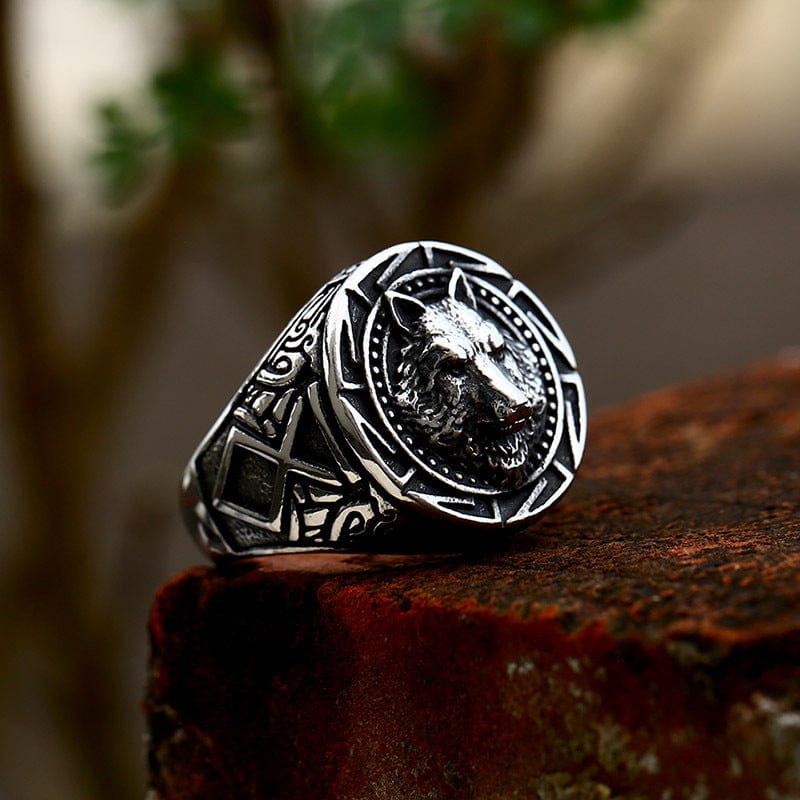 Kobine Men's Punk Wolf Totem Ring