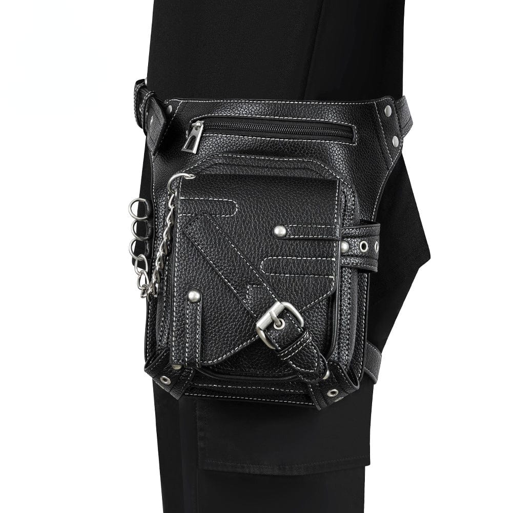 Kobine Men's Steampunk Buckle Stitch Waist Bag