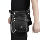 Kobine Men's Steampunk Buckles Chain Waist Bag