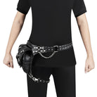 Kobine Men's Steampunk Nailed Buckle Faux Leather Waist Bag