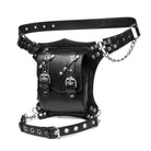 Kobine Men's Steampunk Nailed Buckle Faux Leather Waist Bag