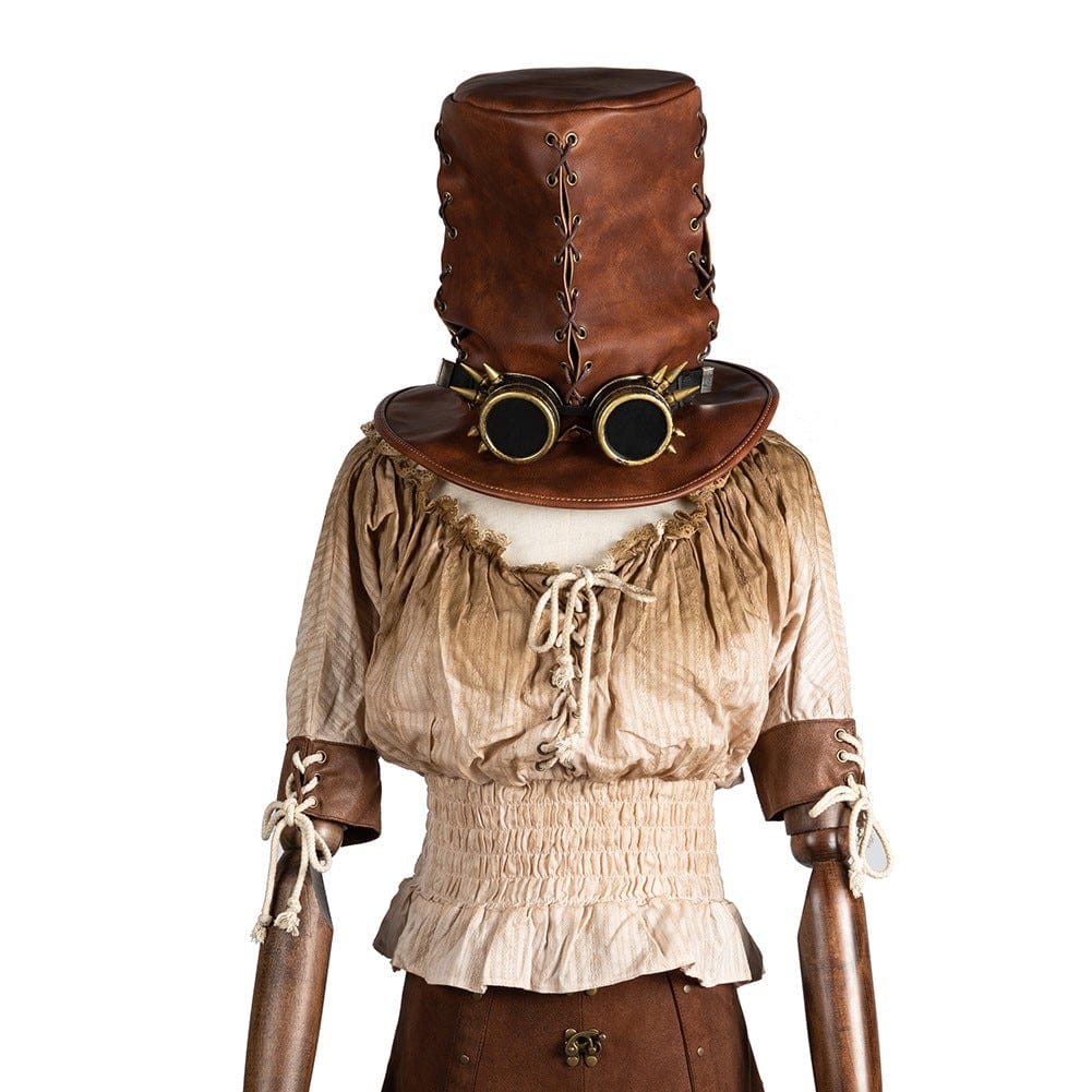 Kobine Men's Steampunk Sutural High Hat with Glasses