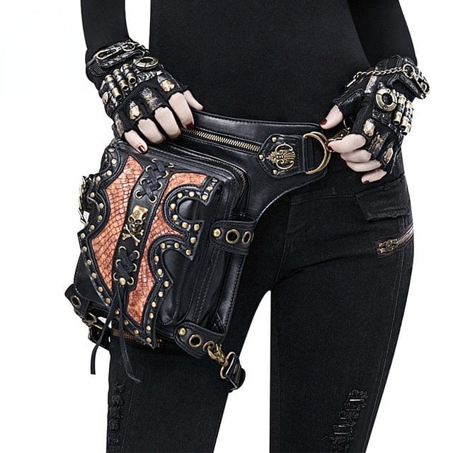 Kobine Steampunk Double Color Skull Waist Bag