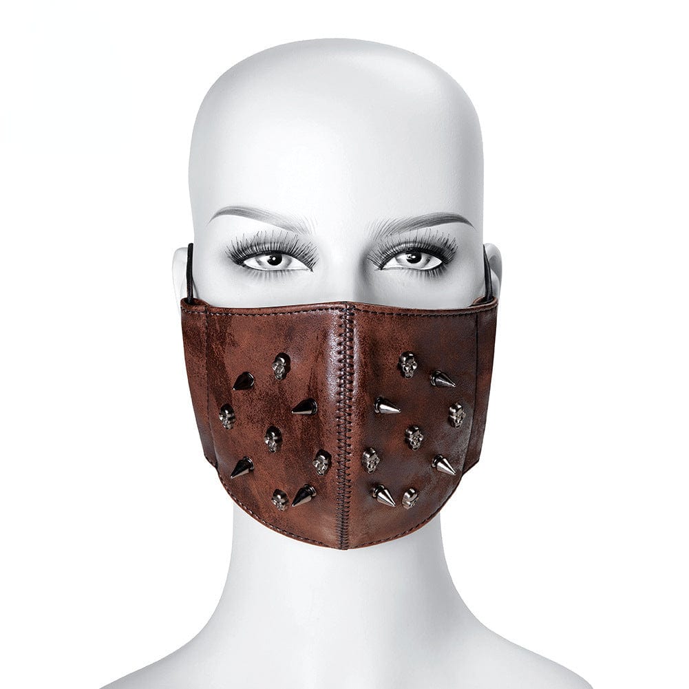 Kobine Unisex Steampunk Skulls Rivets Faux Leather Mask
