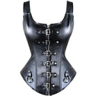 Women' Punk Faux Leather Front Zip Overbust Corsets
