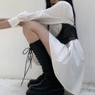 Kobine Women's Casual Long Shirts Dresses With Detachable PU Tank Tops