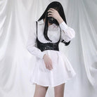 Kobine Women's Casual Long Shirts Dresses With Detachable PU Tank Tops