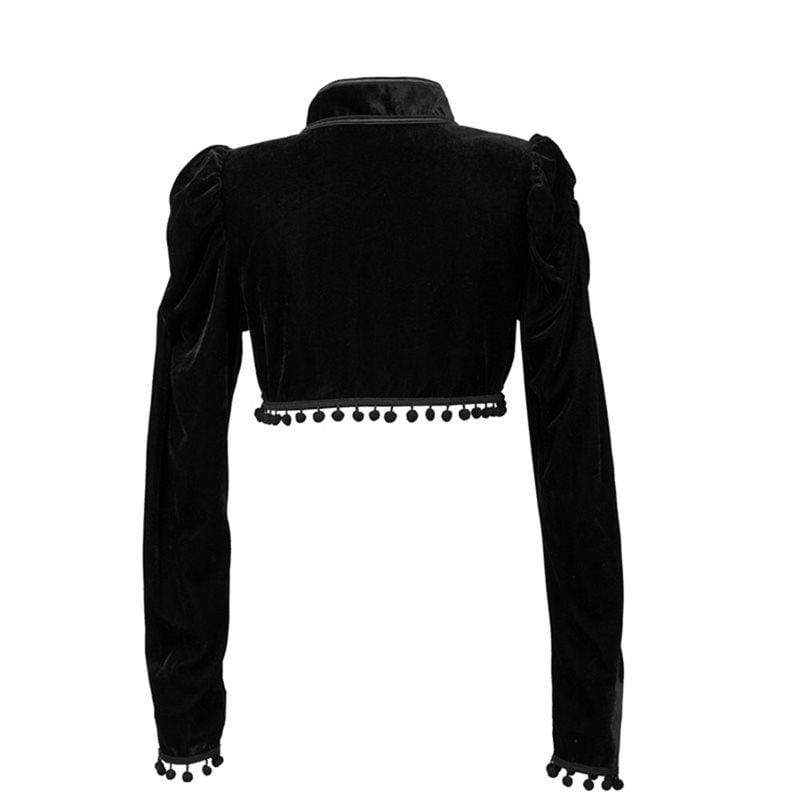 Women's Chinese Collar Navel Cropped Fringes Cape