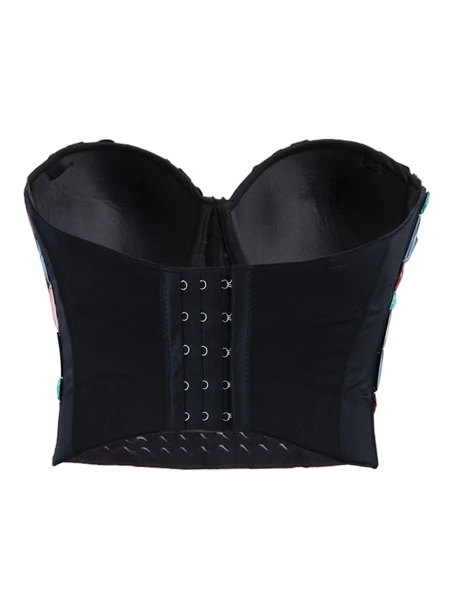 Women's Colorful Rhinestone Push Up Bra Clubwear Party Bustier Crop Top