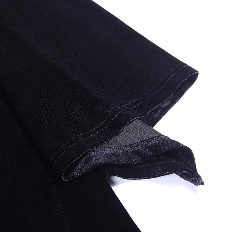 Women's Cross Zipper Fly Hooded Butterfly Sleeved Velvet Dresses