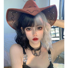 Kobine Women's Double Color Yaki Synthetic Hair Wig