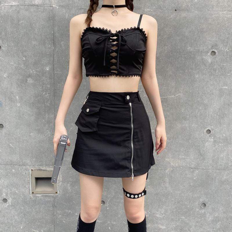 Women's Goth Lace-up Ropes Lace Camisoles