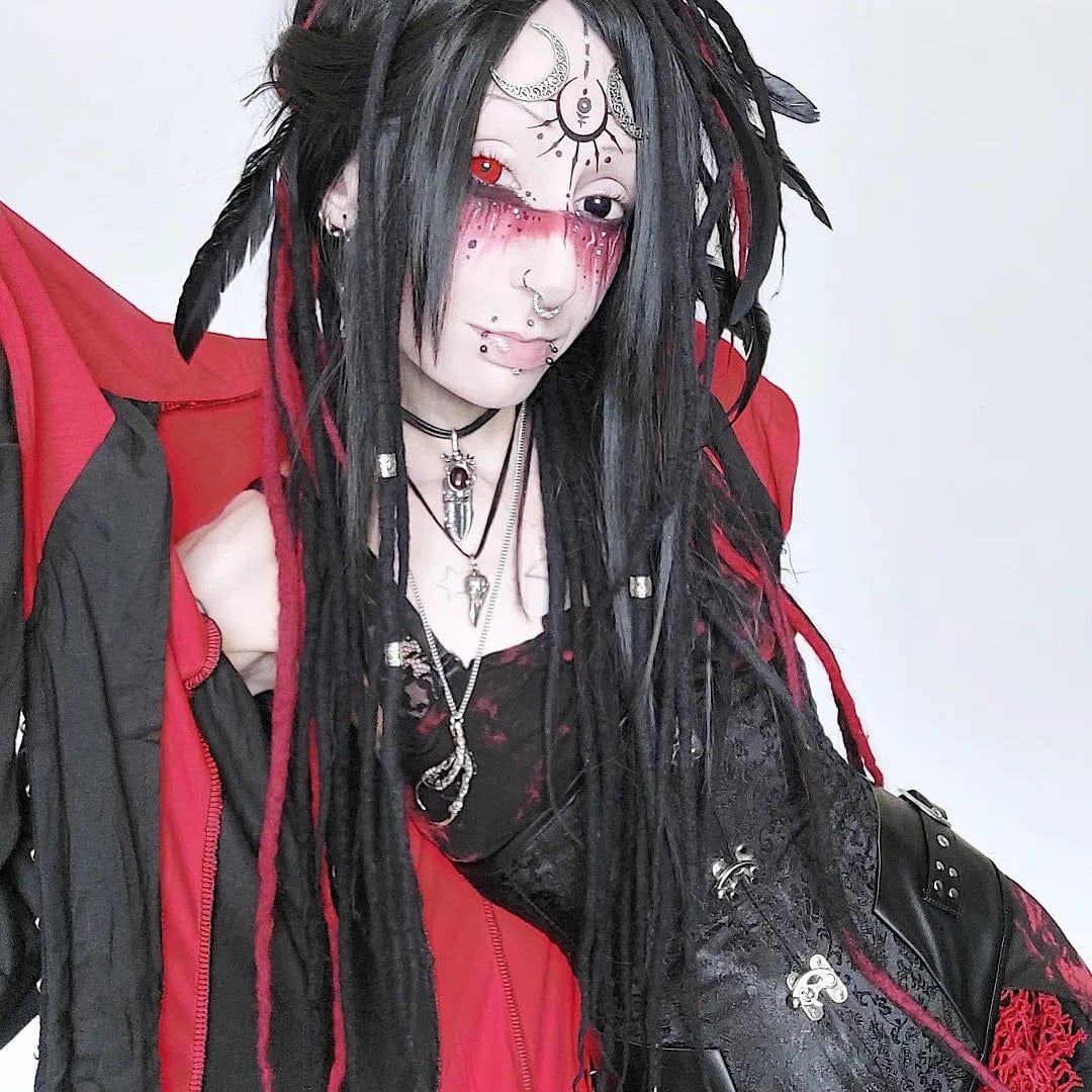 Kobine Women's Gothic Buckles Full Sleeved Hooded Irregular hem Cardigan Coats