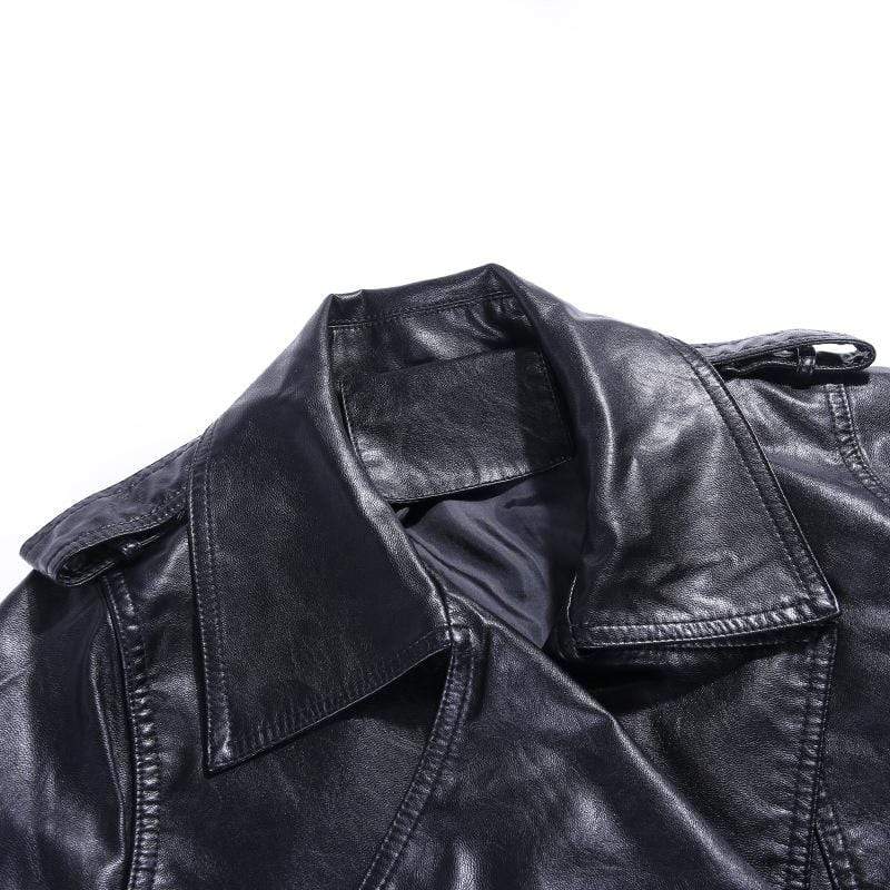 Women's Gothic Casual Faux Leather Motor Jackets With Belt