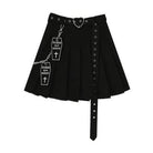Women's Gothic Coffin Cross Pleated Skirts With Belts