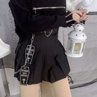 Women's Gothic Coffin Cross Pleated Skirts With Belts