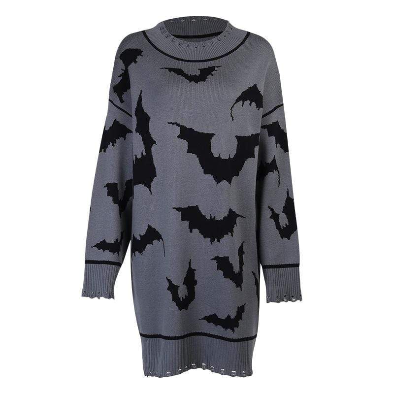 Women's Gothic Contrast Color Bats Long Sweaters